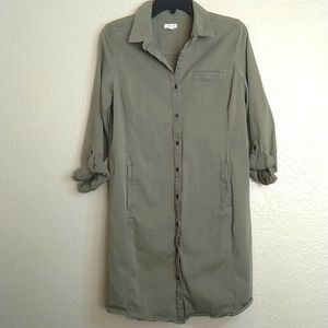 J Jill live in chino button up tunic top dress olive green sz 6